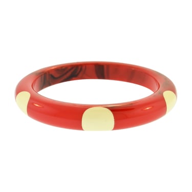 Bruce Pantti Vintage Marbled Red and Cream Dot Bakelite Bangle Bracelet