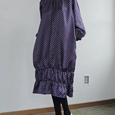 Comme des Garcons Blue Dot Ruched Dress