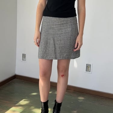 Houndstooth Linen Mini Skirt (M)