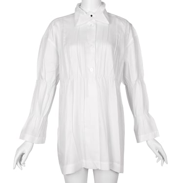 Issey Miyake Vintage AW 1992 White Pleated Button Up Collared Top