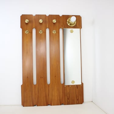 Wall Coat Rack with Lighting, Czechoslovakia, 1960's / Vintage Coat Rack with Light / Mid-century / Brown Colour 