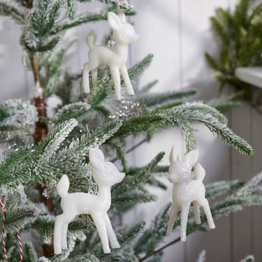 White Sparkly Deer Ornament