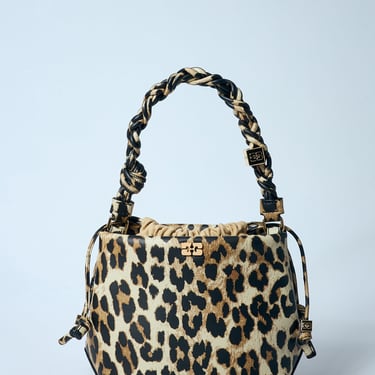 Ganni Women Leopard Bou Bucket Bag