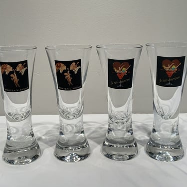 Set Of 4 Footed Pilsner Craft Beer Glasses Weighted Base, 6oz beer glasses, valentines gifts, beer lover gifts, 