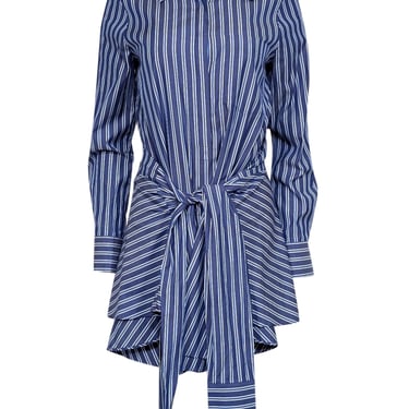 Derek Lam - Blue & White Stripe Print Belted Shirt Dress Sz 6