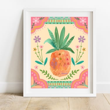 Cantina Pineapple 8 X 10 Art Print/ Tropical Fruit Still Life Wall Decor/ Food Illustration Kitchen Decor 
