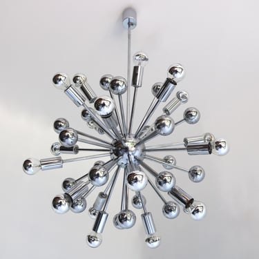 Chrome Sputnik Chandelier By Gaetano Sciolari For Boulanger Italy 1960's  Pendant Chromed Space Age Atomic Design Vintage Hanging Light 