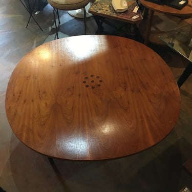 Mid Century Drexel Walnut and Rosewood Round Coffee Table 