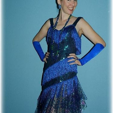 Fringed & Sequined Flapper/Gatsby Dress in 1920’s Redesign of Downton Abbey Style 