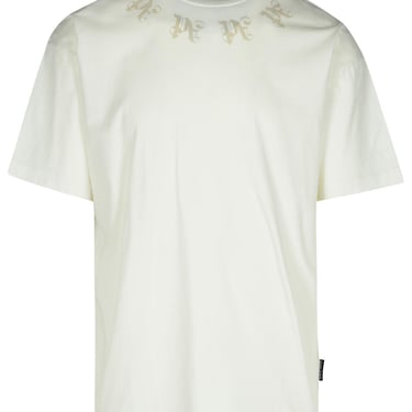 Palm Angels White Cotton T-Shirt Man