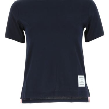 Thom Browne Woman Midnight Blue Cotton T-Shirt