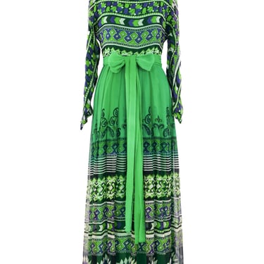 1970s House of Arts Emerald Dress