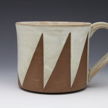Mug - White and Brown Triangles - PRE-ORDER 