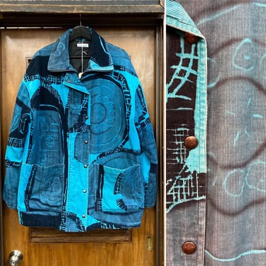 Vintage 1980’s Graffiti New Wave Corduroy Jacket Art Design, 80’s Jacket, 80’s Corduroy, 80’s Winter Wear, 80’s New Wave, Vintage Clothing 