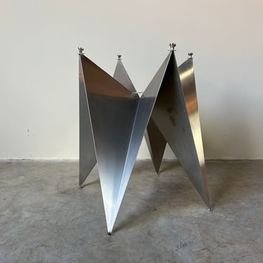 Postmodern - Style Sculptural Geometric Stainless Steel Dining Table Base 
