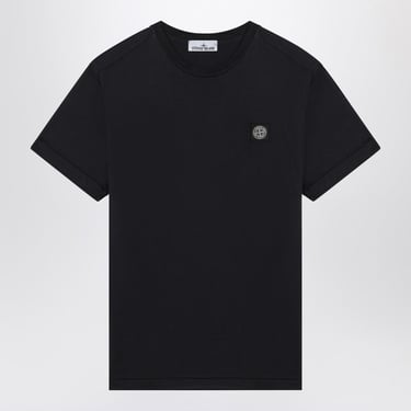 Stone Island Navy Blue Cotton T-Shirt With Logo Patch Men