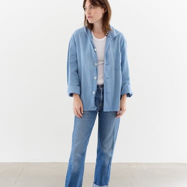 Vintage Clear Sky Blue Flannel Shirt | Cotton Unisex Pajama Blouse | L | 