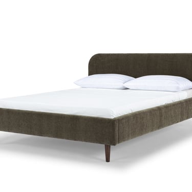 Queen Bed in Moss Olive Green