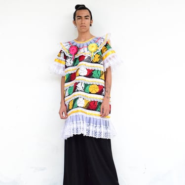 Hand Embroidered Mazatec Gala Huipil Dress 