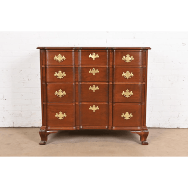 Kindel Furniture Georgian Carved Solid Mahogany Block Front Chest of Drawers, Newly Refinished