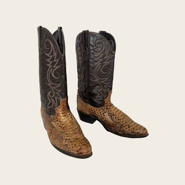 Vintage ACME Snakeskin Cowboy Boots ~ 11 D ~ Western ~ Rockabilly ~ Biker ~ 
