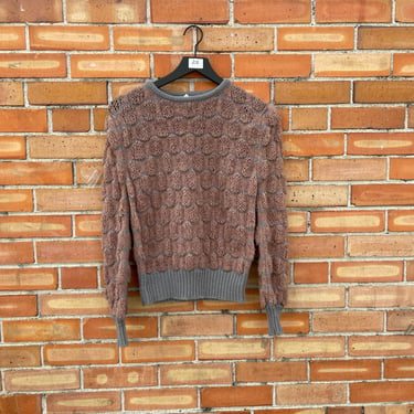 vintage 80s pink and grey 3d puff sweater / m medium 