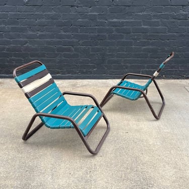 Set of 6 Vintage Mid-Century Modern Stackable Metal Patio Lounge Chairs, c.1960’s 