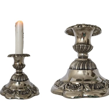 Vintage Ornate Candlestick Holder / Single Godinger Silver Plate Candle Holder / Chunky Gothic Style Candlestick Holder 