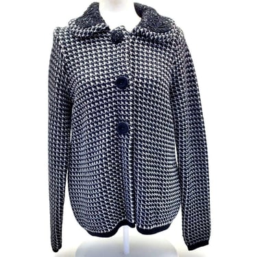 TWINSET Simona Barbieri M Coat Jacket Wool Black White Checkered Sequenced BNWT 
