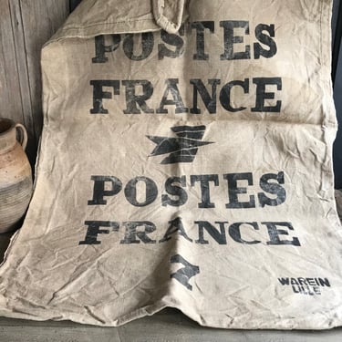 French La Poste Sack, Large Postal Bag, Hemp, Upholstery Sewing Fabric 