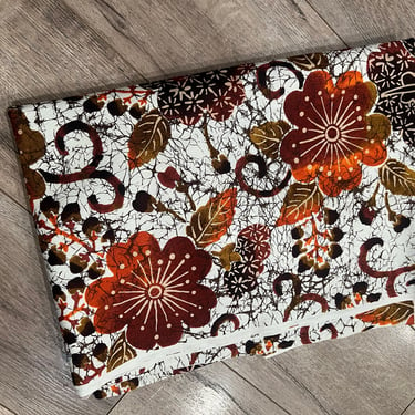 Hawaiian Polynesian Barkcloth Fabric Brown orange floral 2.16 Yards, size 78” x 44” 