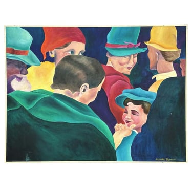 &quot;Cheeky Boy in the Crowd&quot; Colorful Acrylic on Canvas by Deanne Mineau