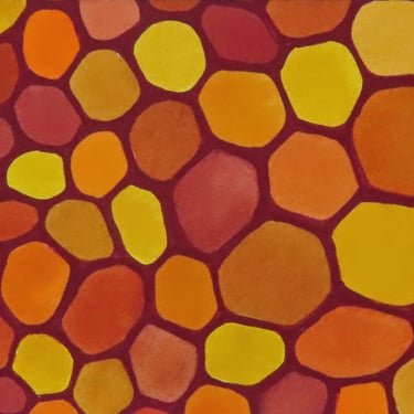 Gold and Orange Cells - original watercolor painting - biology art 