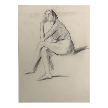 Original JEAN-LOUIS FORAIN Pencil on Paper Drawing, Study of Seated Nude Woman Art 