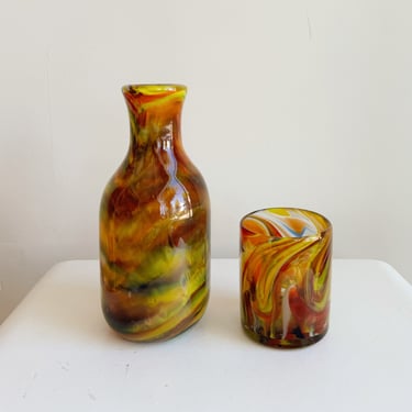 Colourful Blown Glass Carafe Set