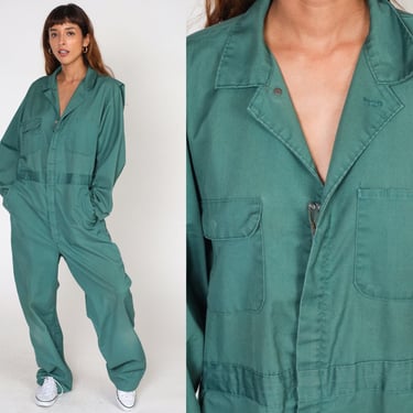 Big Mac Coveralls Green 80s Men's Boiler Suit Jumpsuit Long Sleeve Coveralls Work Wear Boilersuit Vintage One Piece Workwear Overalls Large 