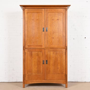 Stickley Mission Oak Arts &#038; Crafts Media Armoire Cabinet