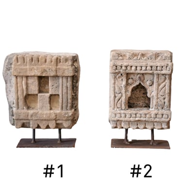 vintage Carved Stone Architectural Objects on Stands - shipping included! 