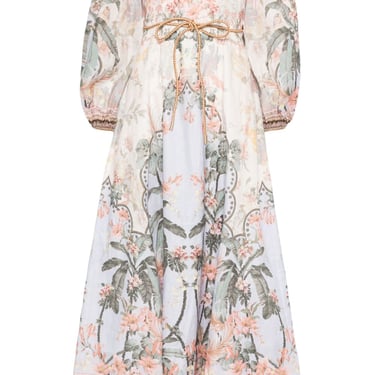 Zimmermann Women Wylie Linen Printed Midi Dress