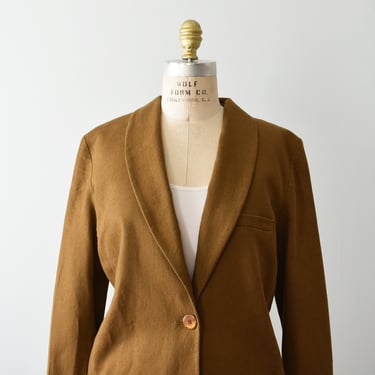 vintage linen jacket, 90s rust brown blazer 