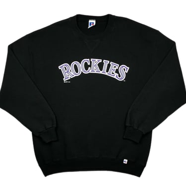 Vintage 1996 Russell Athletic Colorado Rockies Baseball Graphic MLB Crewneck Sweatshirt Pullover Size XL 