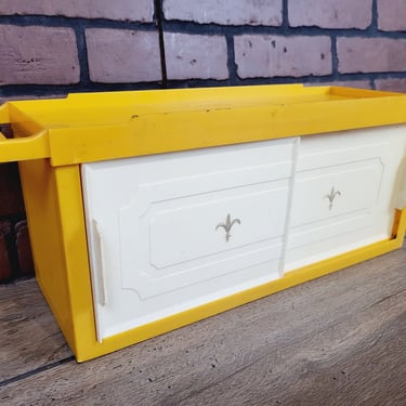 Vintage Yellow and White Plastic Bathroom Medicine Cabinet 