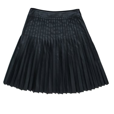 Rebecca Taylor - Black Pleated Faux Leather Mini Skirt Sz 6