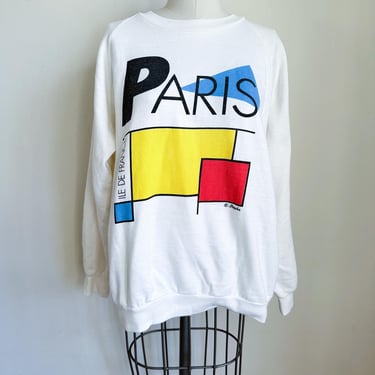 Vintage 1980s Paris Graphic Crewneck Sweatshirt / M-L 