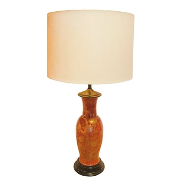 Mid 20th Century Chinese Red & Gold Urn Table Lamp