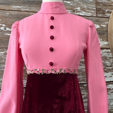 Vintage 60s Pink Burgundy Velvet Sweet Holiday Dress | T. Wrecks Vintage -  San Diego, CA | ATTIC