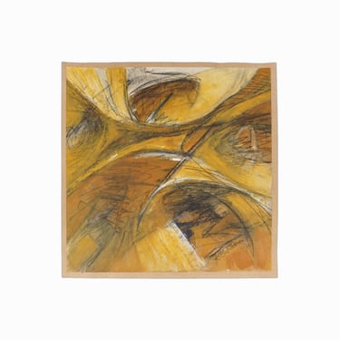 Kathy Blankley Roman Oil Painting on Paper Abstract Expressionist Brown 