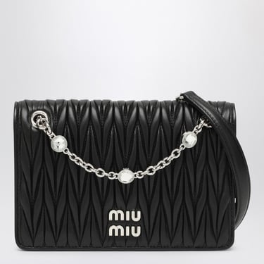 Miu Miu Black Quilted Leather Bag With Rhinestones Women