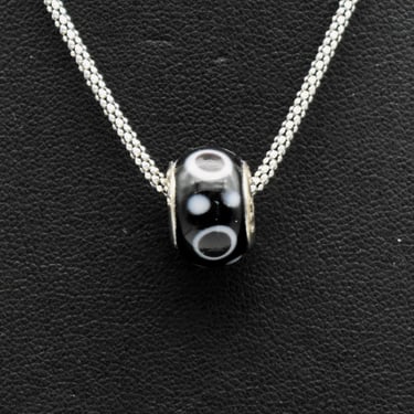90's sterling glass malocchio eye of god donut pendant, edgy unusual evil eye 925 silver necklace 