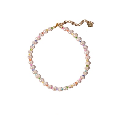 Freshwater Pearl Beaded Rainbow Necklace, choker, gift, present, colorful 